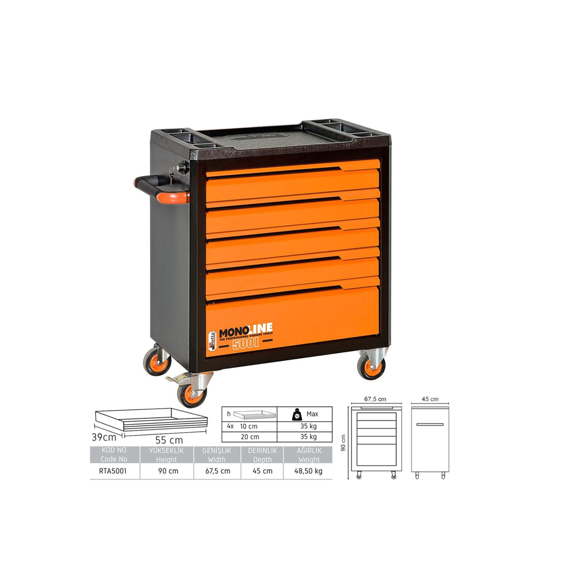 Retta 5 Çekmeceli Takım Arabası