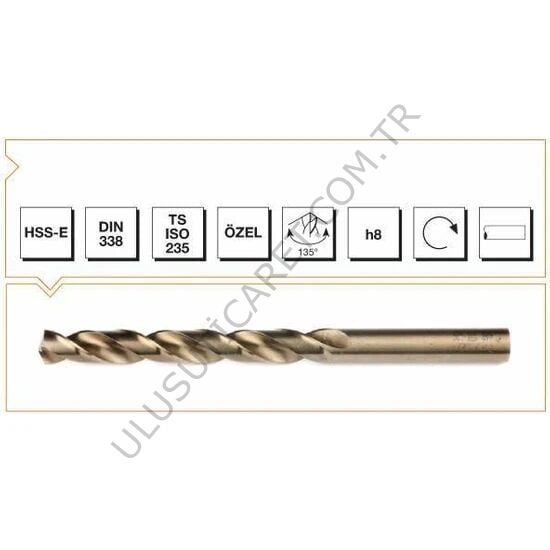 Mte 8Mm Altın Seri Silindirik Saplı Kısa Matkap Ucu