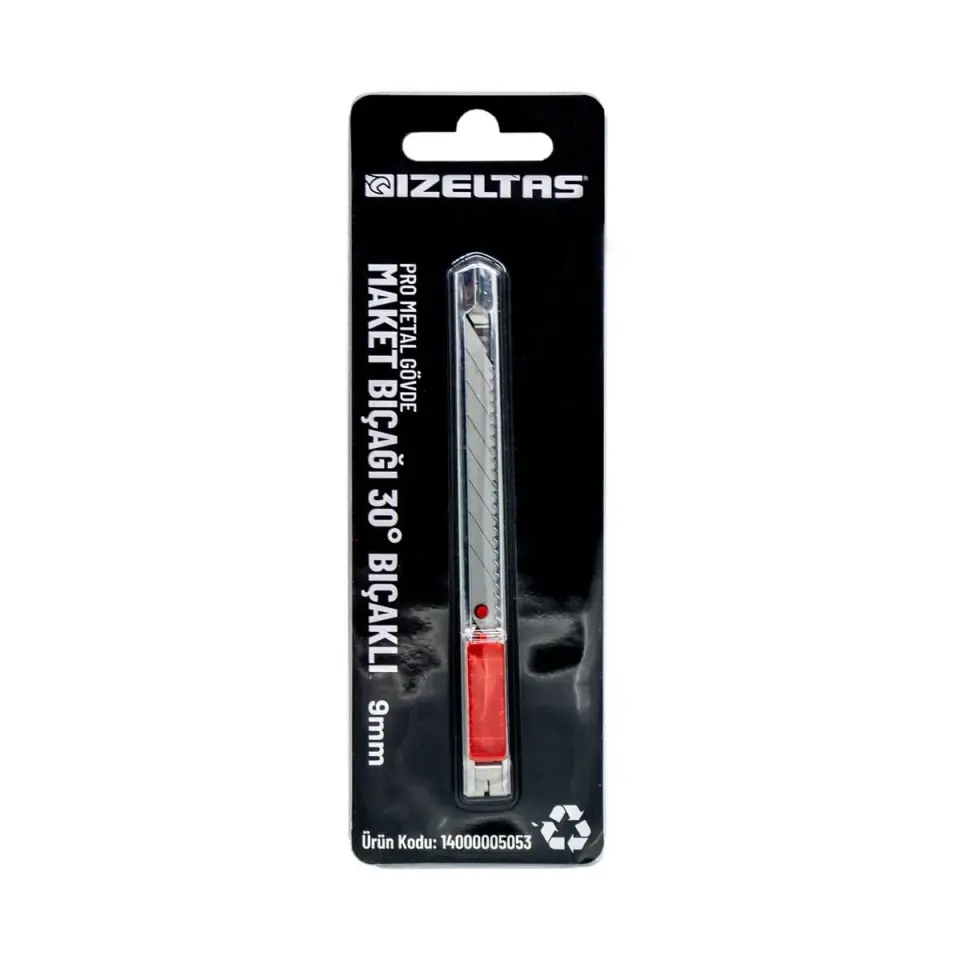İzeltaş 9mm Pro Metal Gövde Maket Bıçağı 30 Açılı Bıçak