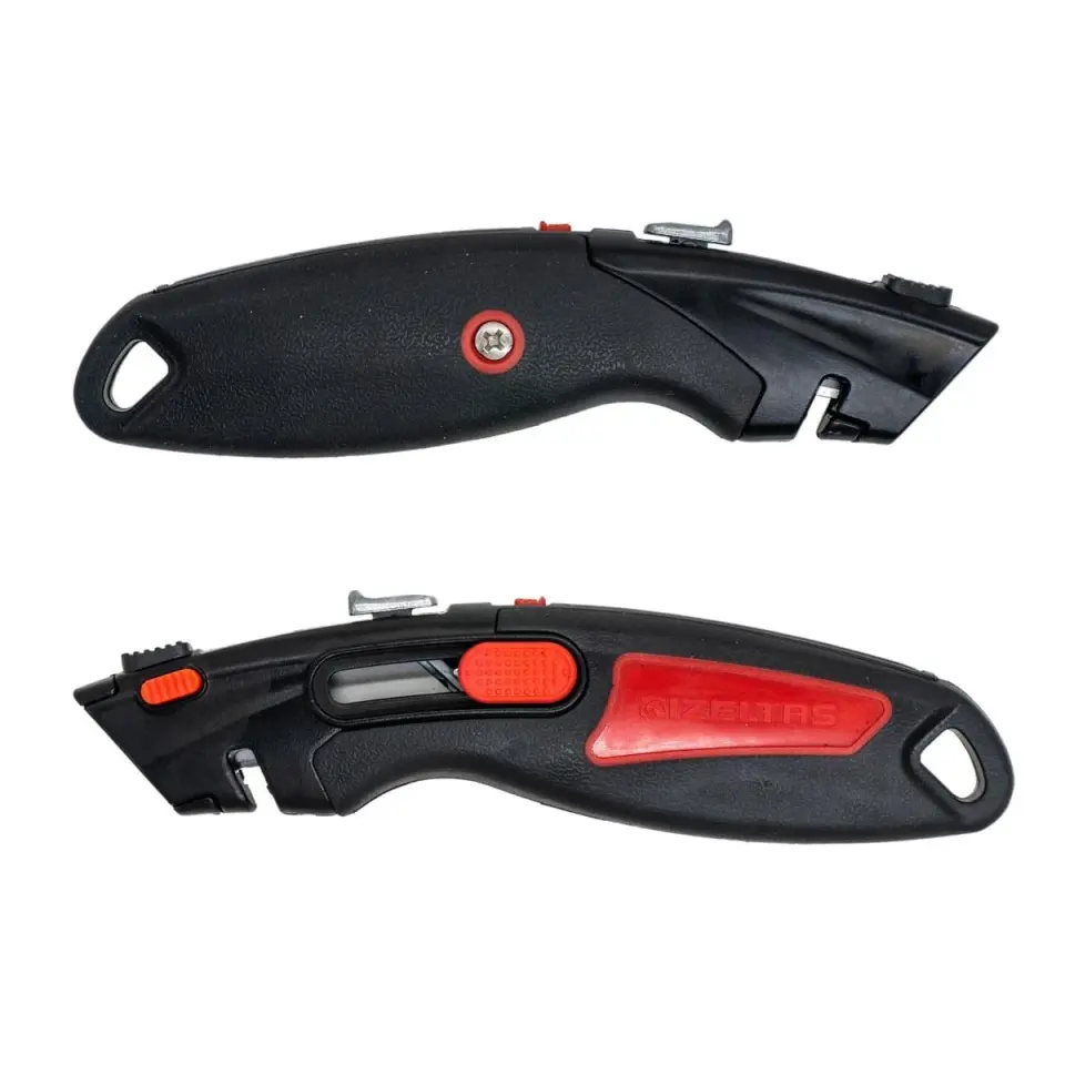 İzeltaş Pro Güvenlikli Otomatik Kitlemeli Trapez Maket Bıçağı (2 Yedek Bıçaklı)