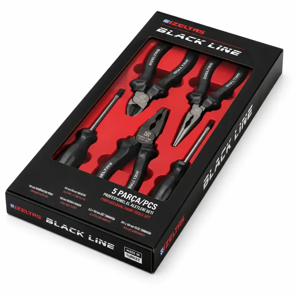 İzeltaş 5 Parça Black Line Pense Tornavida Takımı