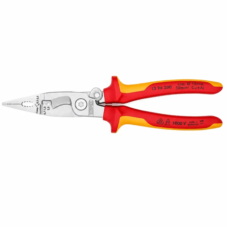 Knipex 200Mm Vde Elektrikçi Pensesi Yaylı 1396200