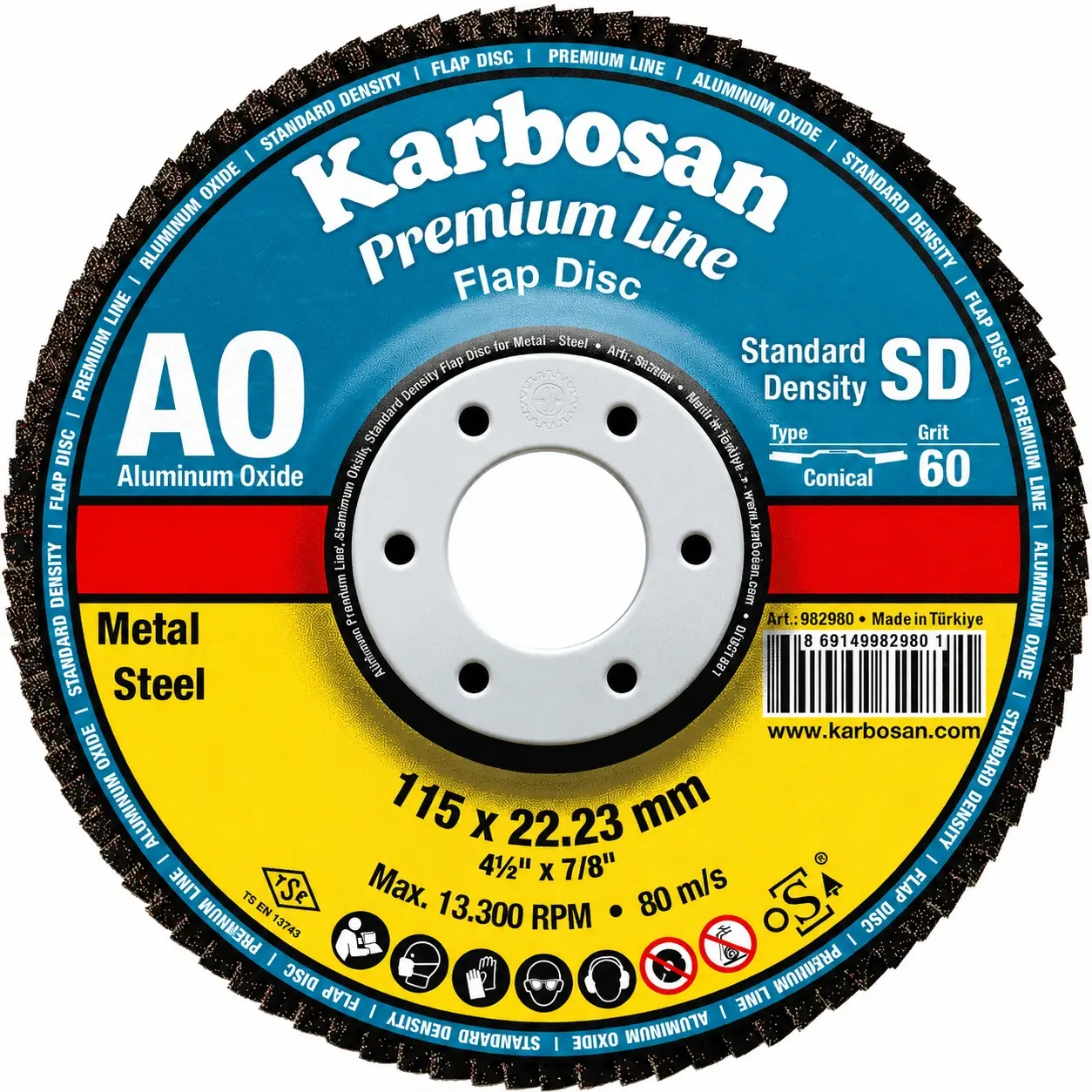 Karbosan 115*22.23X80 Kum Al.Ox.Flap Disk