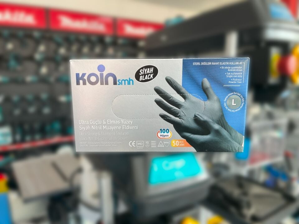Koin Smh Ultra Güçlü Siyah Nitril Eldiven (L)