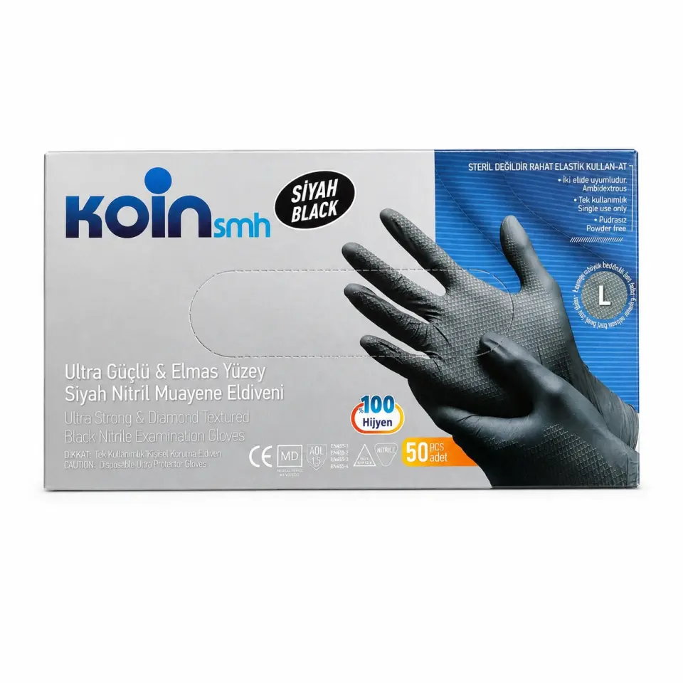 Koin Smh Ultra Güçlü Siyah Nitril Eldiven (L)