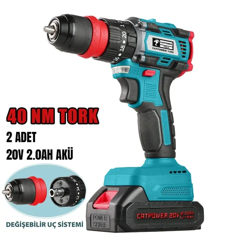 Catpower 1350 Akülü Darbeli Vidalama 20v 2.0Ah