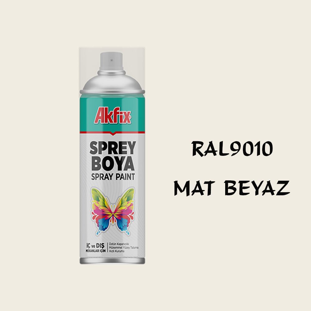 Akfix Mat Beyaz RAL9010 Akrilik Sprey Boya 400ml