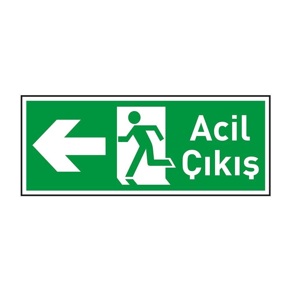 Acil Çıkış Sol Yön 12x25 Yönlendirme Levhası