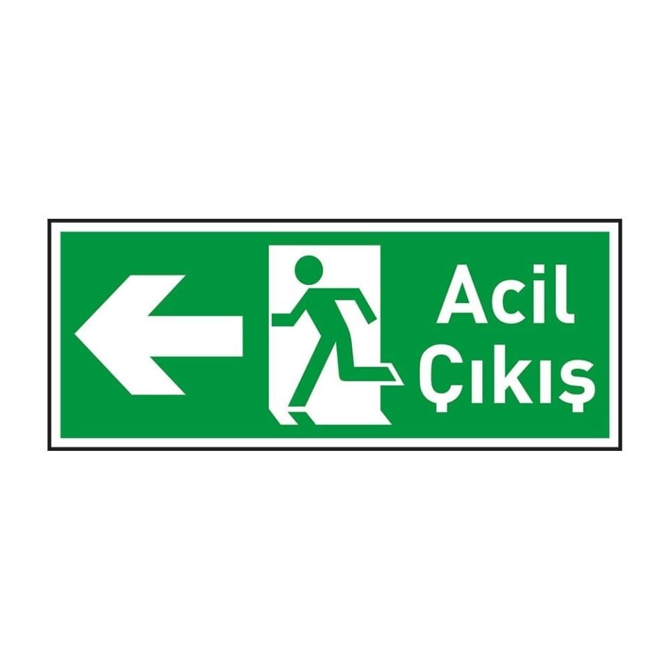 Acil Çıkış Sol Yön 12x25 Yönlendirme Levhası