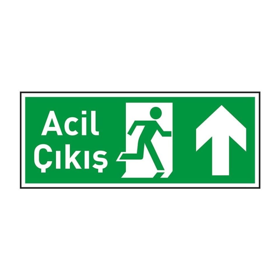 Acil Çıkış Yukarı Yön 12x25 Yönlendirme Levhası