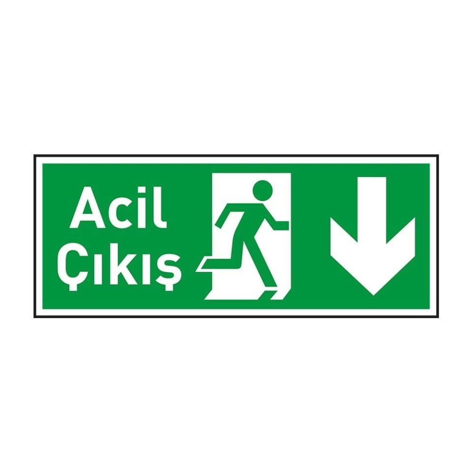 Acil Çıkış Aşağı Yön 12x25 Yönlendirme Levhası